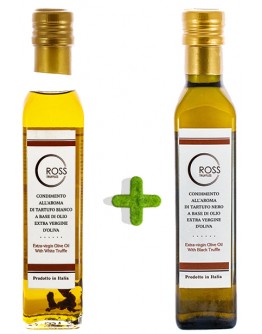 Set of black and white truffle oil